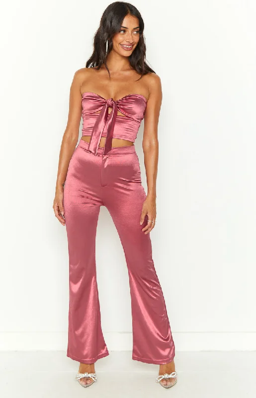 Raynah Pink Strapless Tie Front Top