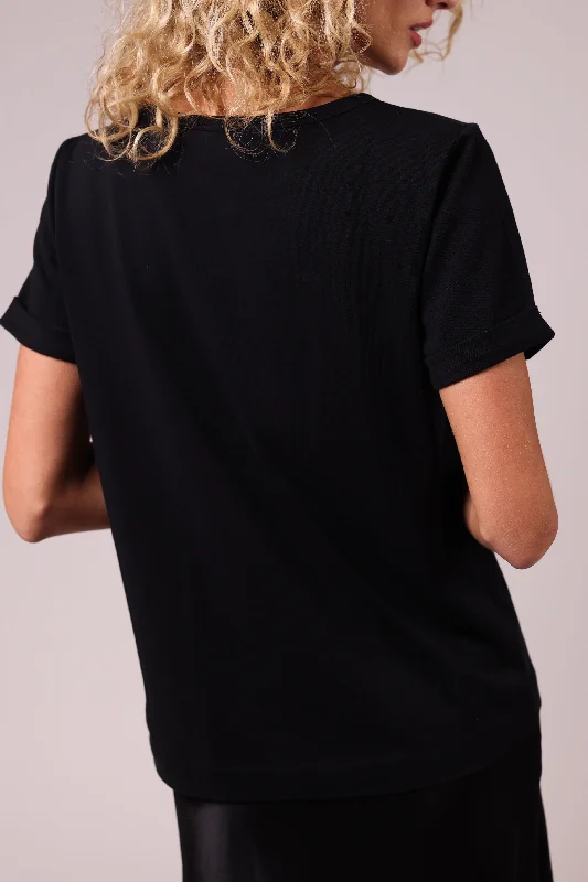 ""The Stefanie""- Boyfriend Cut Out Detail T-shirt (Black)