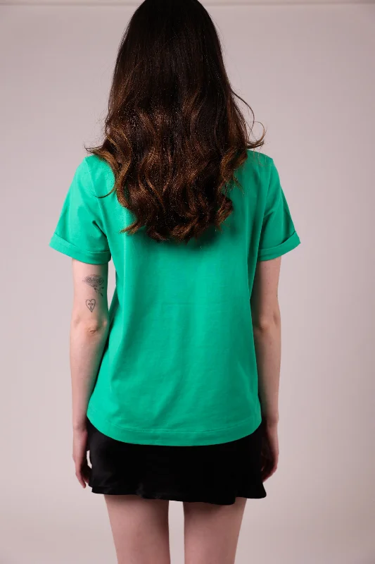 ""The Stefanie""- Boyfriend Cut Out Detail T-shirt (Green)