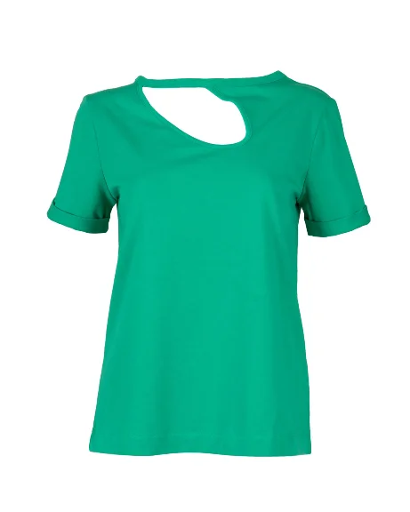 ""The Stefanie""- Boyfriend Cut Out Detail T-shirt (Green)