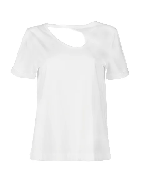 ""The Stefanie""- Boyfriend Cut Out Detail T-shirt (White)