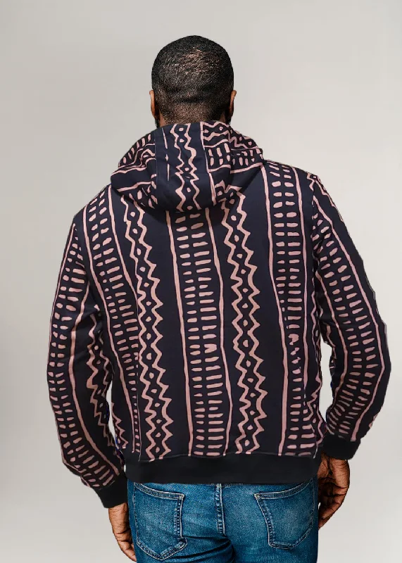 Badu Unisex African Print  Hoodie (Mocha Tribal Lines)