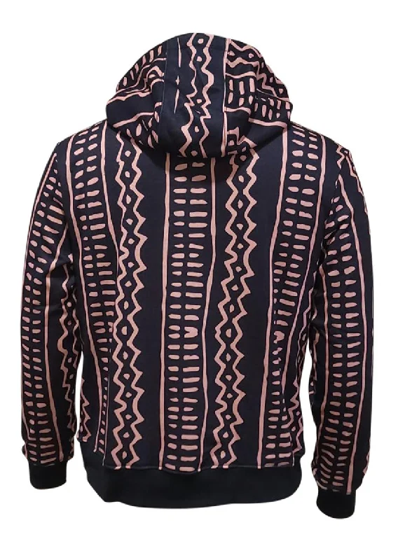 Badu Unisex African Print  Hoodie (Mocha Tribal Lines)