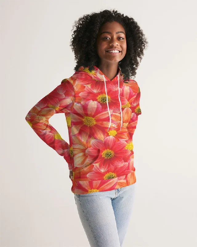 Beautiful blood orange flower design Women's All-Over Print Hoodie