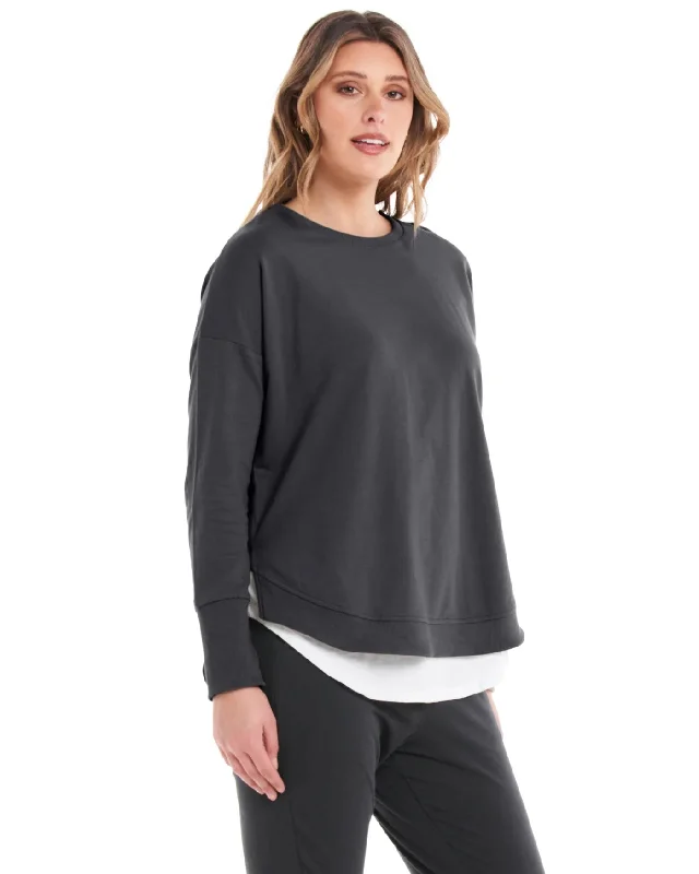 BETTY BASICS LUCY FRENCH TERRY SWEAT GUNMETAL