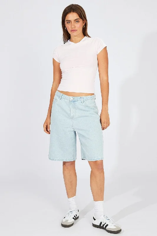 Denim Longline Shorts Wide Leg