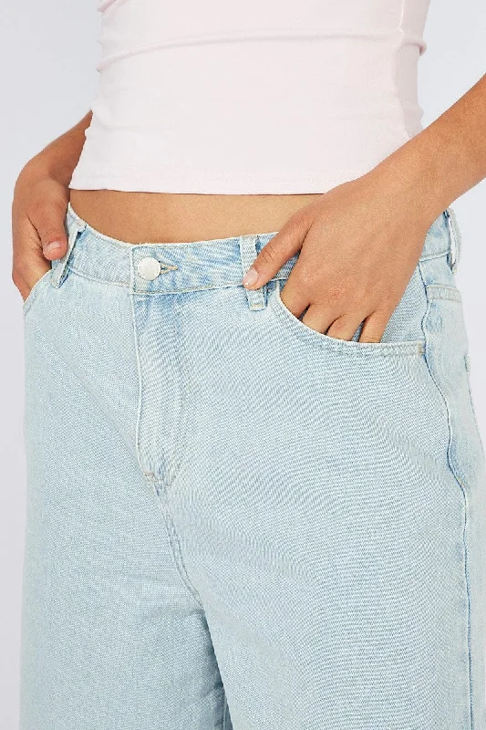 Denim Longline Shorts Wide Leg