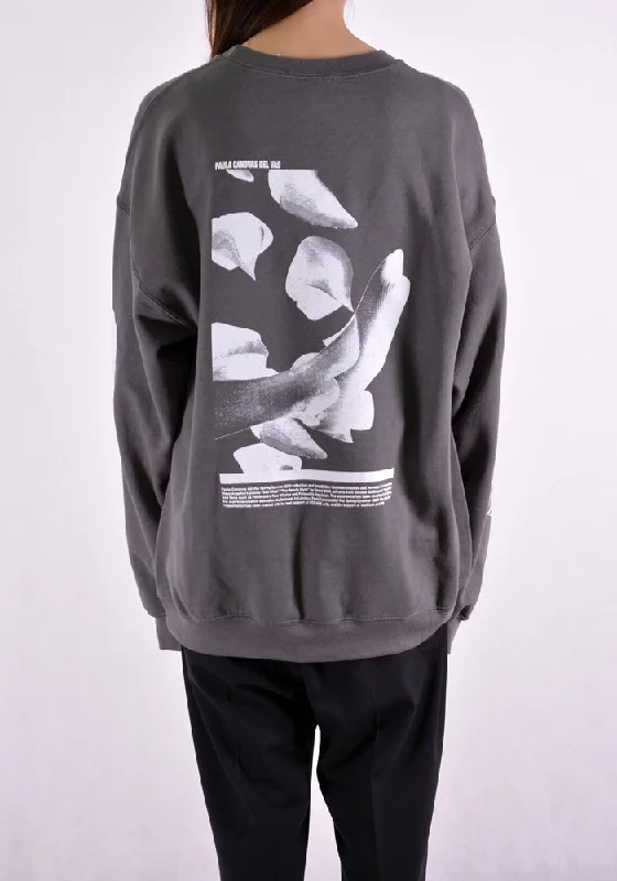 PAULA CANOVAS DEL VAS AJ003 LONG SLEEVE PRINTED SWEAT SHIRT GREY