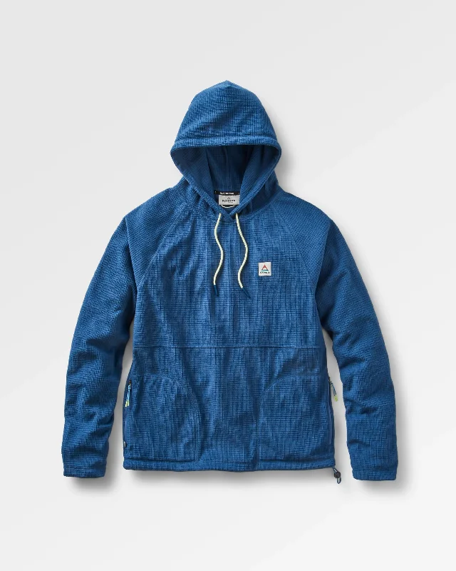 Point Recycled Grid Polar Fleece Hoodie - Dark Denim