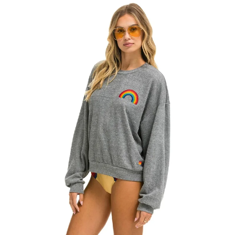 Rainbow Embroidery Relaxed Crew Sweatshirt (Heather Grey)