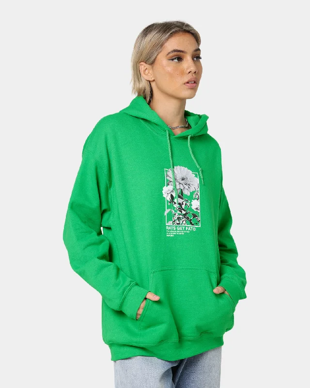 Rats Get Fat Paint Flower Hoodie Green