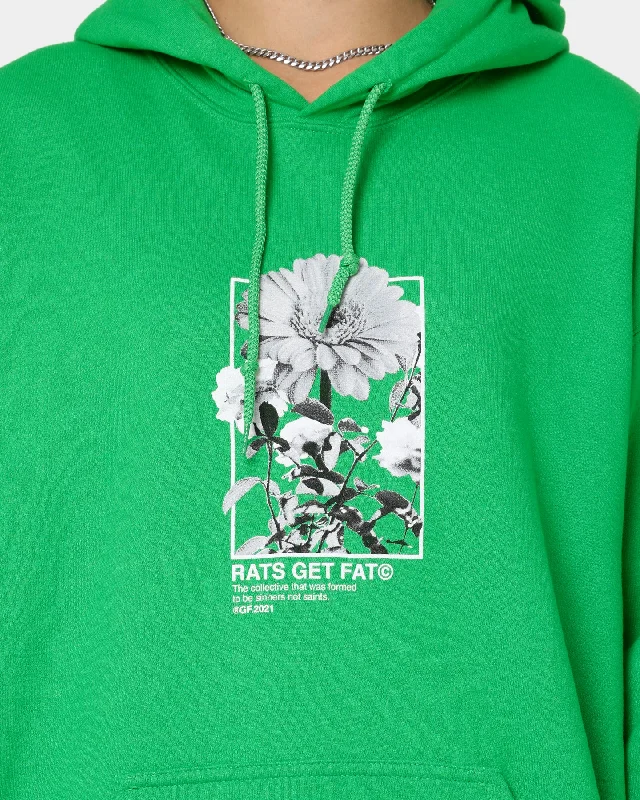 Rats Get Fat Paint Flower Hoodie Green