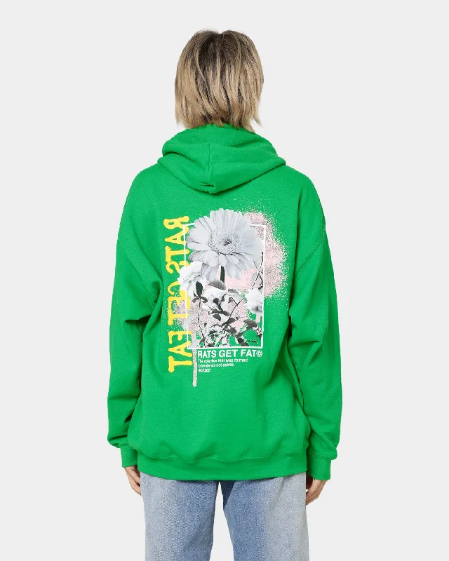 Rats Get Fat Paint Flower Hoodie Green