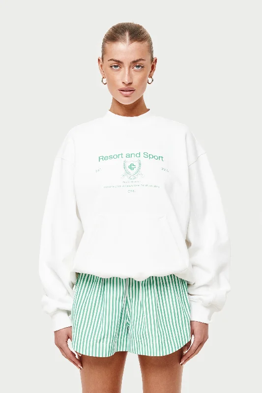 RESORT AND SPORT CREWNECK SWEATSHIRT - WHITE