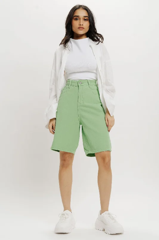 Green Bermuda Denim Shorts