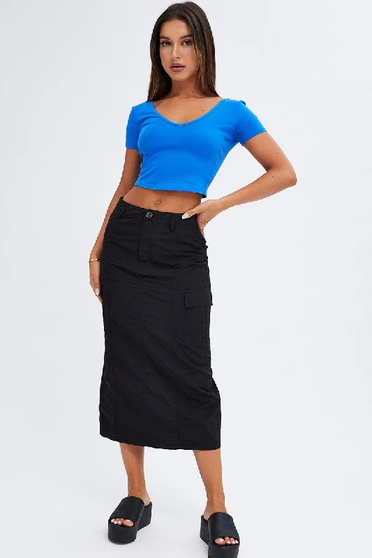 Black Cargo Skirt High Rise