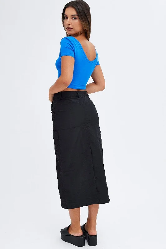 Black Cargo Skirt High Rise