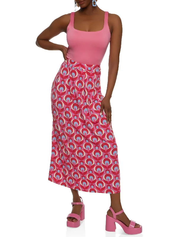 Printed High Waisted Maxi Skirt