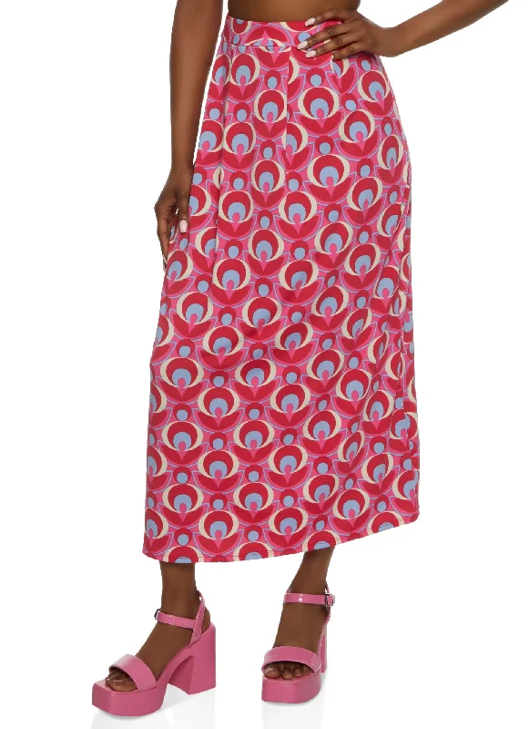 Printed High Waisted Maxi Skirt