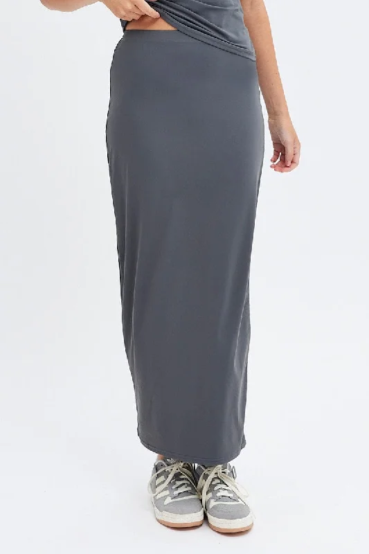 Grey Supersoft Slim Fit Maxi Skirt