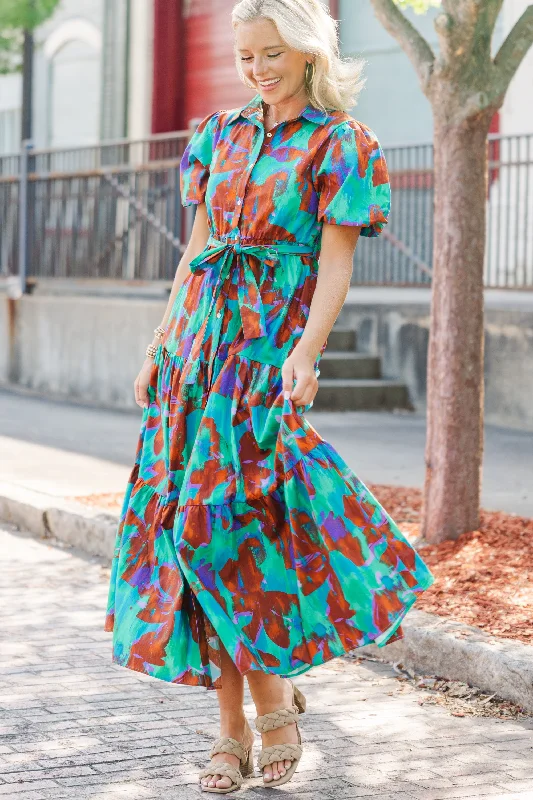 It's Your Choice Brown Abstract Maxi Dress