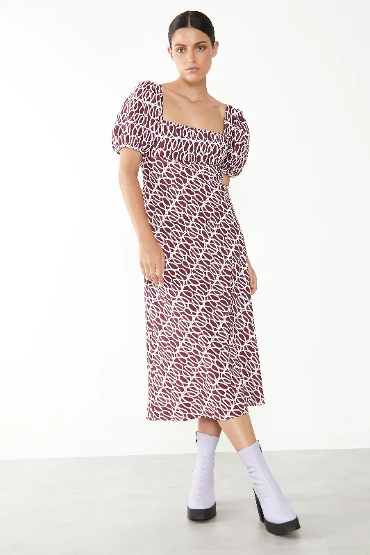 Glamorous Short Puff Sleeve Maxi Dress with Tie Back Detail