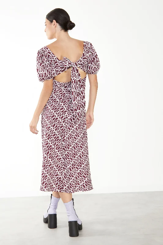 Glamorous Short Puff Sleeve Maxi Dress with Tie Back Detail