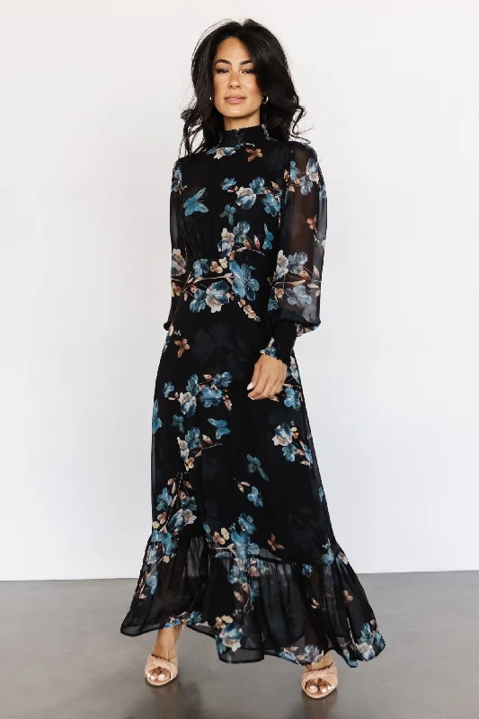 Luciana Maxi Dress | Black + Blue