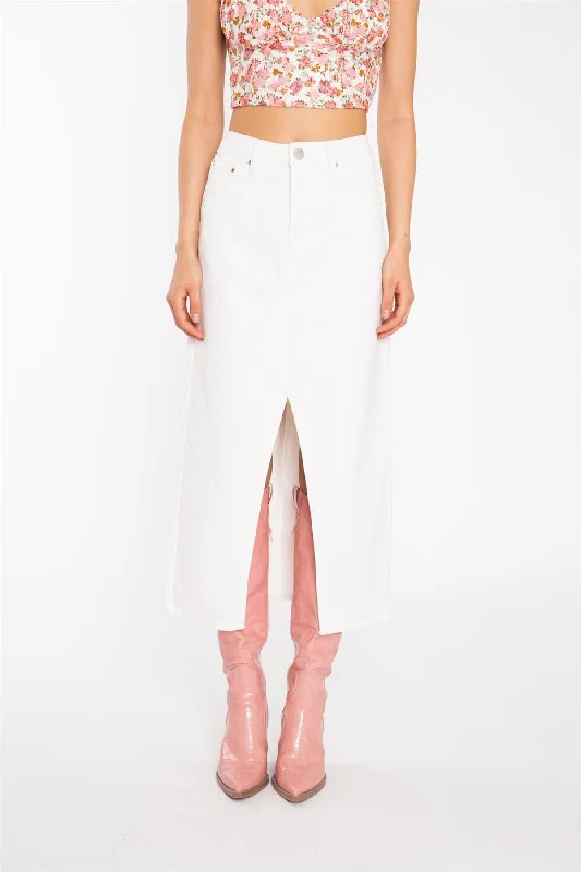 Off White Centre-Split Denim Maxi-Skirt