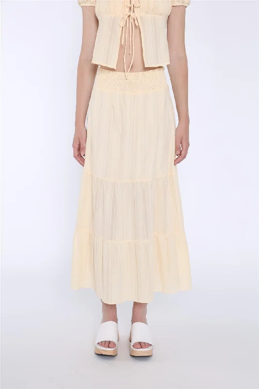 Pale-Lemon Tiered Maxi-Skirt