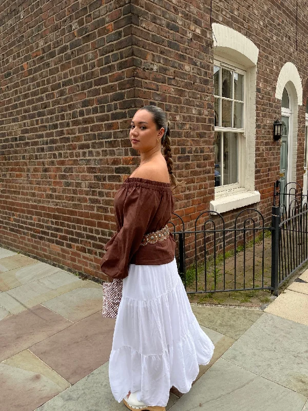 White Tiered Maxi-Skirt