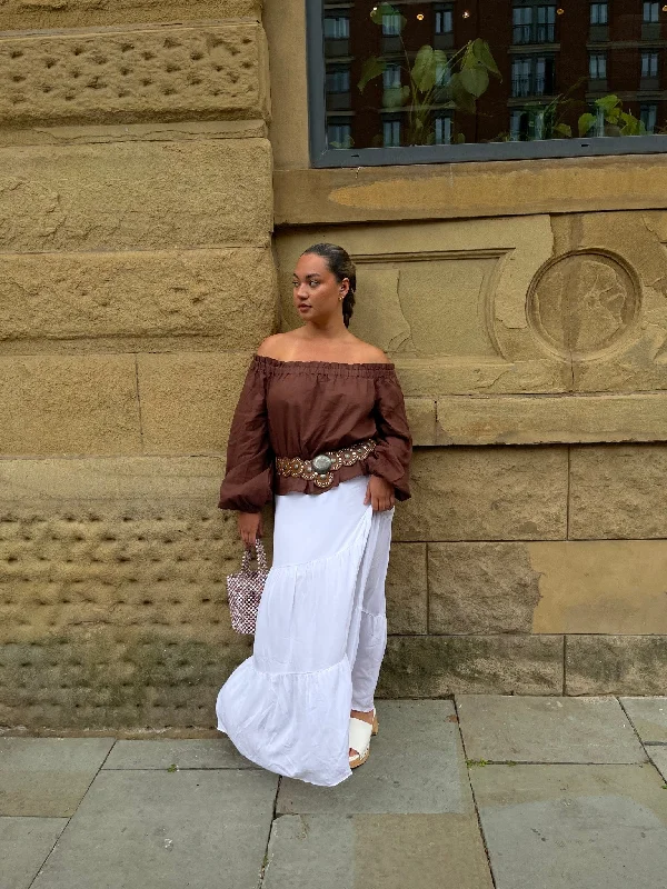 White Tiered Maxi-Skirt