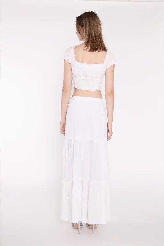 White Tiered Maxi-Skirt